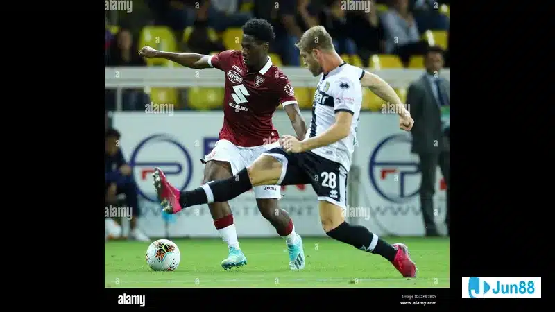Cầu thủ Torino với sự quyết tâm đánh đầu trong trận đấu với Parma